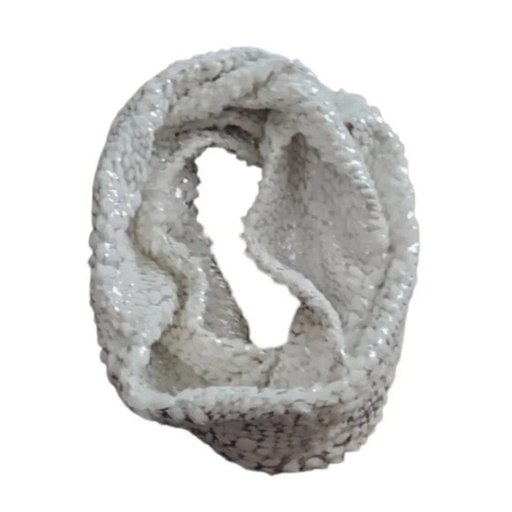 Silver and White Faux Fur Infinity Scarf